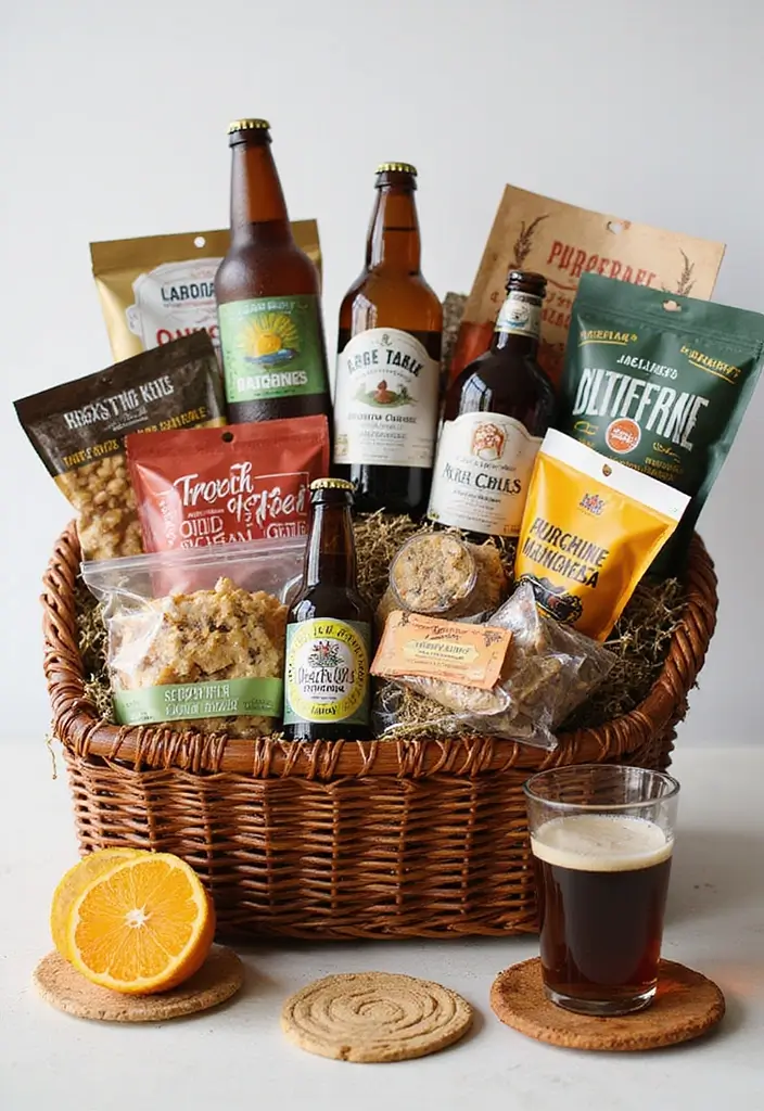 28 Wedding Shower Gift Basket Ideas That Feel Personal - 8. Craft Beer and Snack Basket