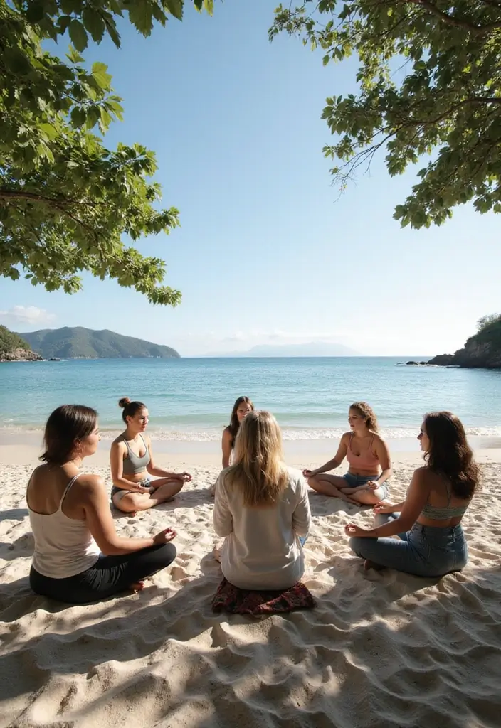 29 Bachelorette Beach Party Ideas That Feel Dreamy - 16. Group Meditation Session