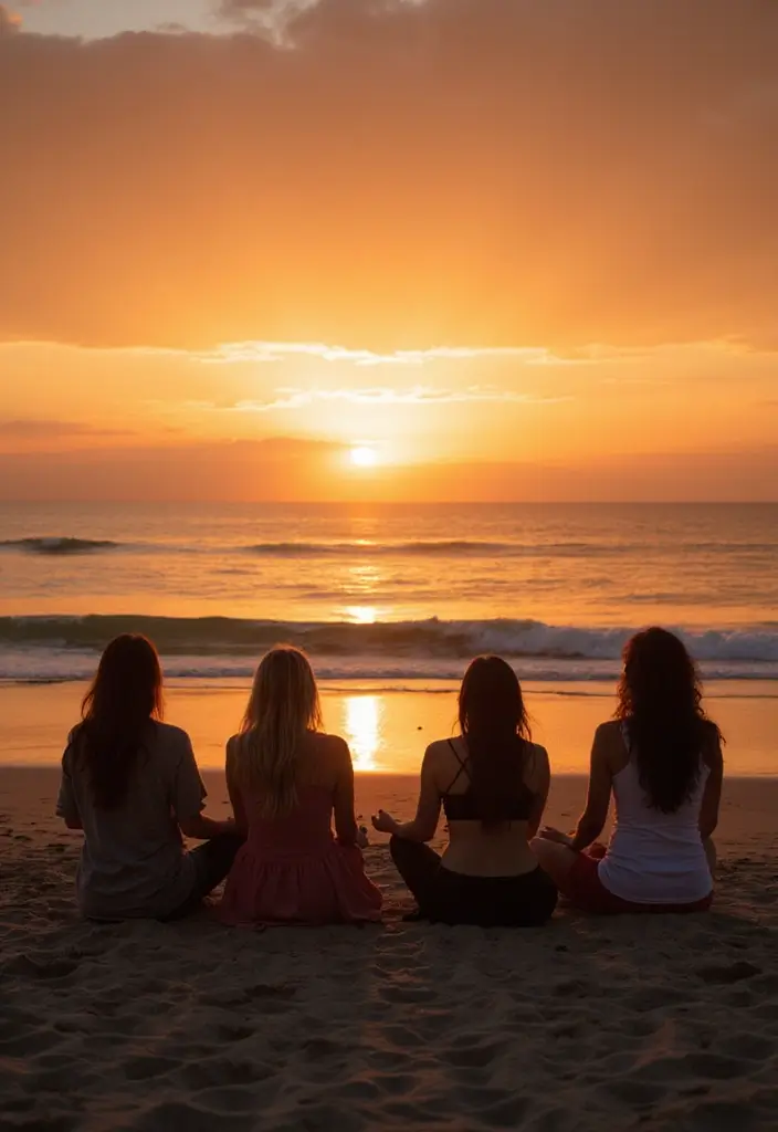 29 Bachelorette Beach Party Ideas That Feel Dreamy - 20. Sunset Meditation & Gratitude Circle