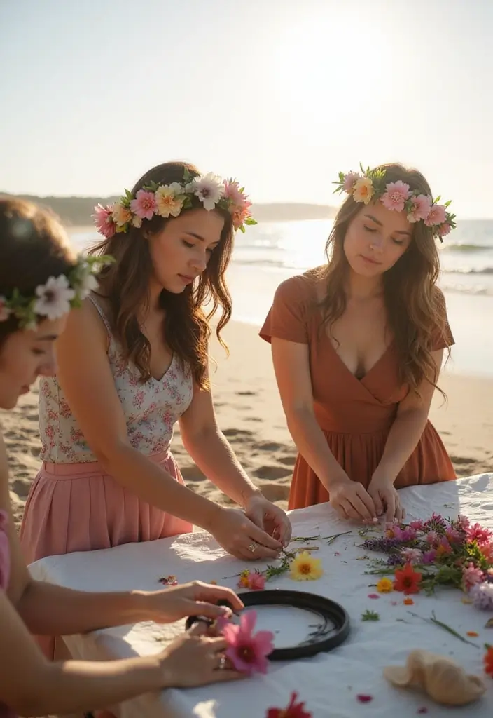29 Bachelorette Beach Party Ideas That Feel Dreamy - 3. DIY Flower Crowns