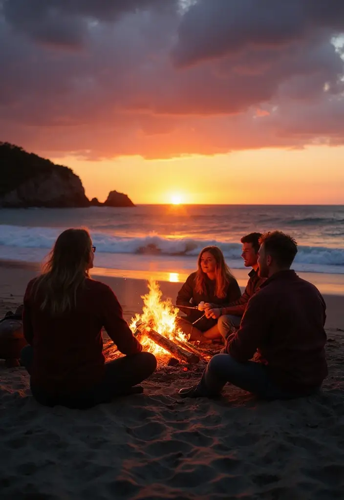 29 Bachelorette Beach Party Ideas That Feel Dreamy - 5. Sunset Bonfire Bash