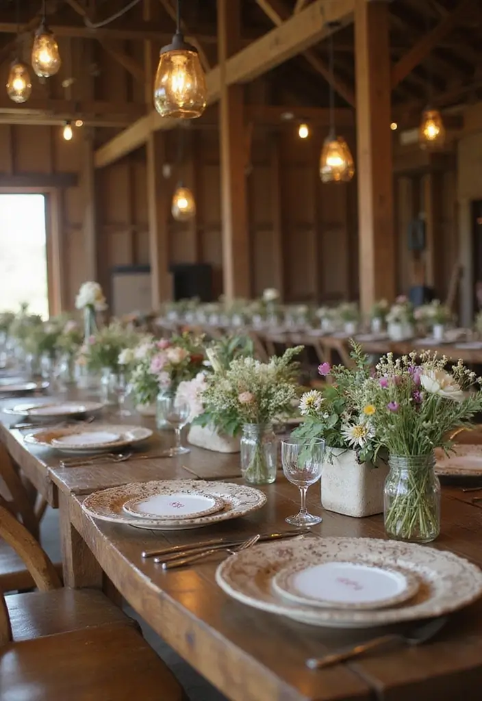 29 Barn Wedding Ideas That Feel Rustic And Romantic - 13. Country-Style Tableware