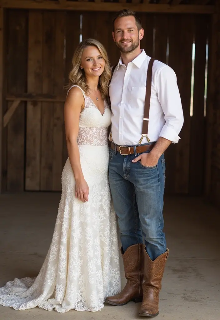29 Barn Wedding Ideas That Feel Rustic And Romantic - 23. Rustic-themed Wedding Attire