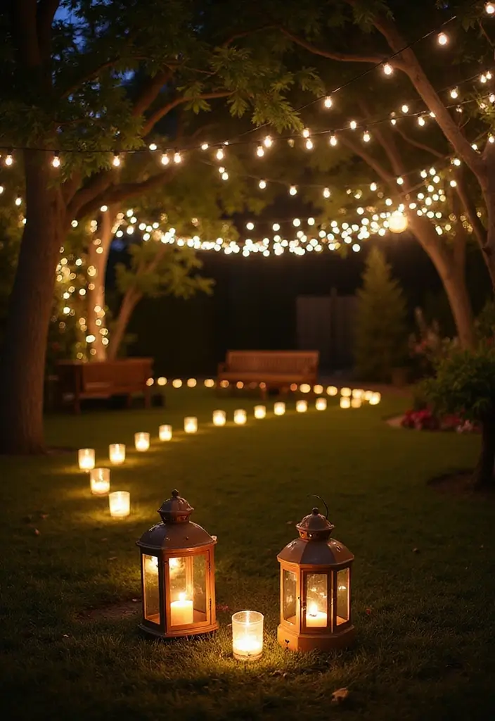 29 Boho Bridal Shower Ideas That Feel Effortlessly Beautiful - 13. String Lights and Lanterns