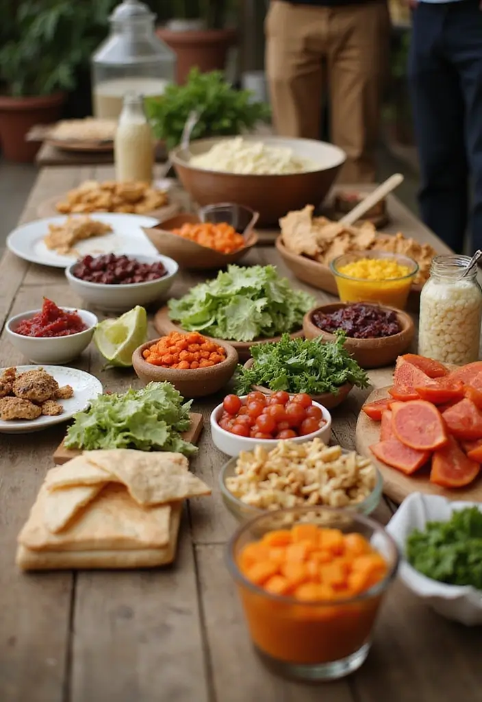 29 Boho Bridal Shower Ideas That Feel Effortlessly Beautiful - 18. Interactive Snack Bar