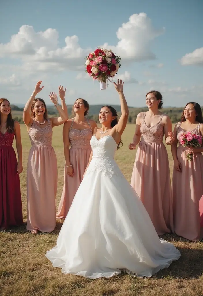 29 Bride With Sisters Photo Ideas That Capture Love - 10. The Surprise Bouquet