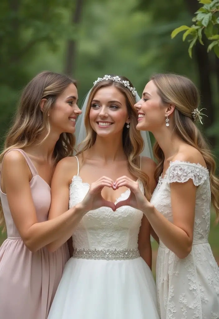29 Bride With Sisters Photo Ideas That Capture Love - 11. The Heart Hands