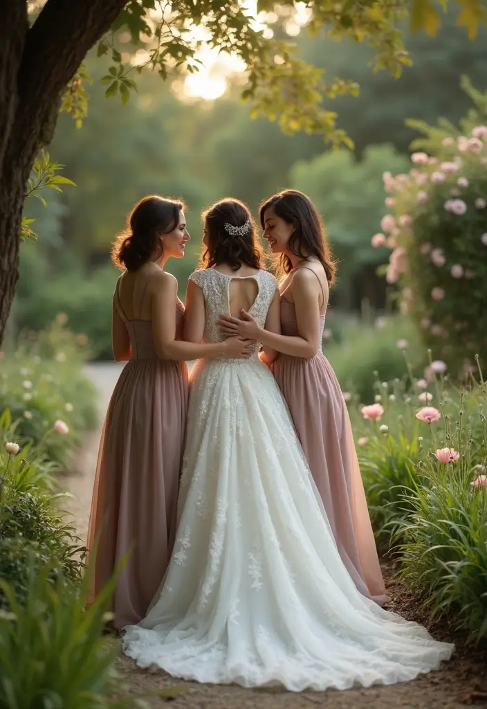 29 Bride With Sisters Photo Ideas That Capture Love - 17. A Stolen Moment
