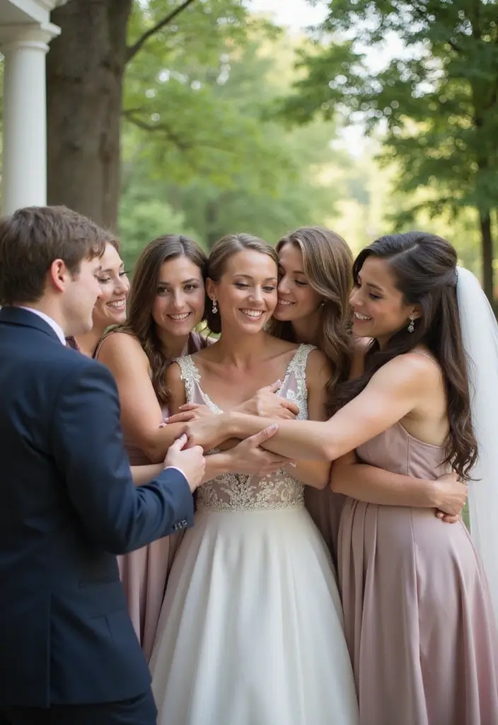 29 Bride With Sisters Photo Ideas That Capture Love - 26. The Joyful Farewell