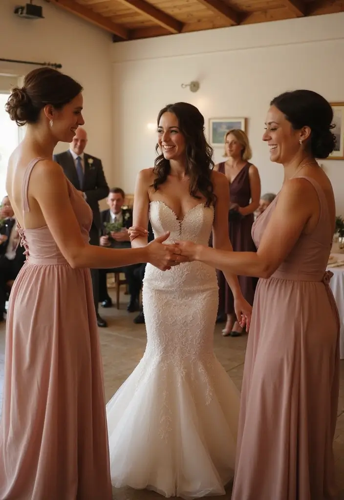 29 Bride With Sisters Photo Ideas That Capture Love - 27. The Last Dance