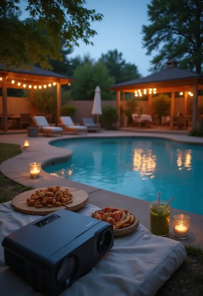29 Pool Bridal Shower Ideas That Feel Fresh And Fun - 11. Poolside Movie Night