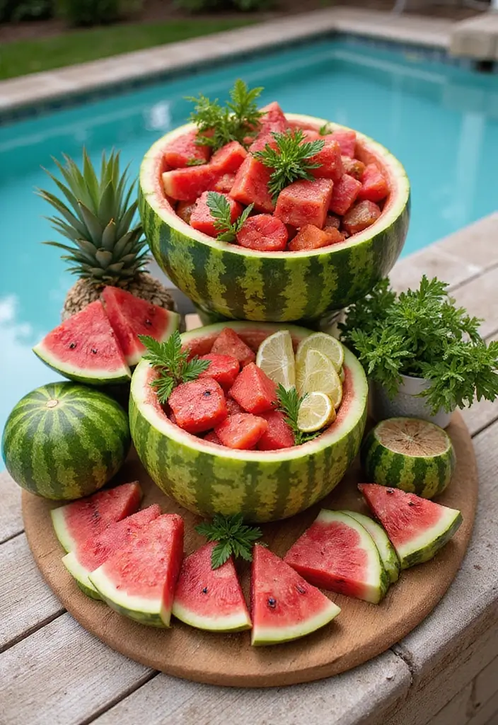 29 Pool Bridal Shower Ideas That Feel Fresh And Fun - 2. Refreshing Watermelon Bar