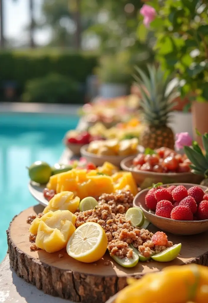 29 Pool Bridal Shower Ideas That Feel Fresh And Fun - 22. Organic Treats Food Station