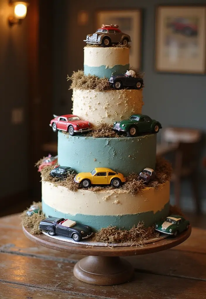 29 Race Car Birthday Cake Ideas That Thrill Any Fan - 10. Retro Racing Cake