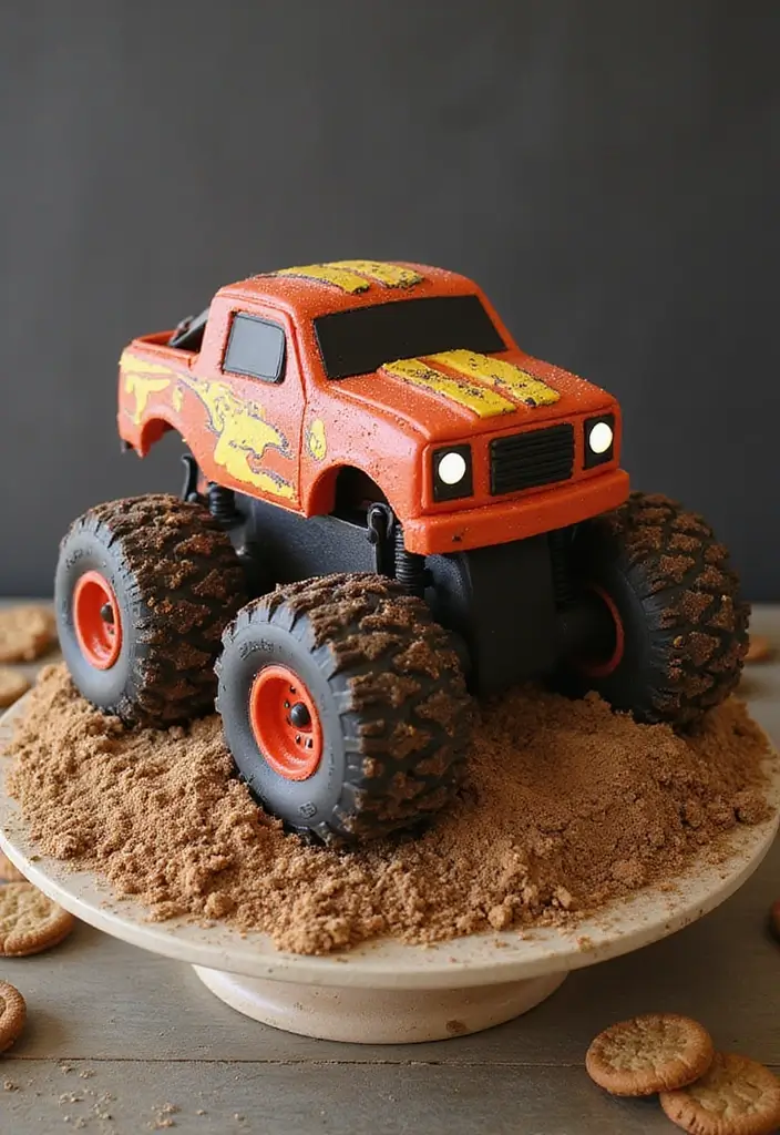 29 Race Car Birthday Cake Ideas That Thrill Any Fan - 12. Monster Truck Madness Cake