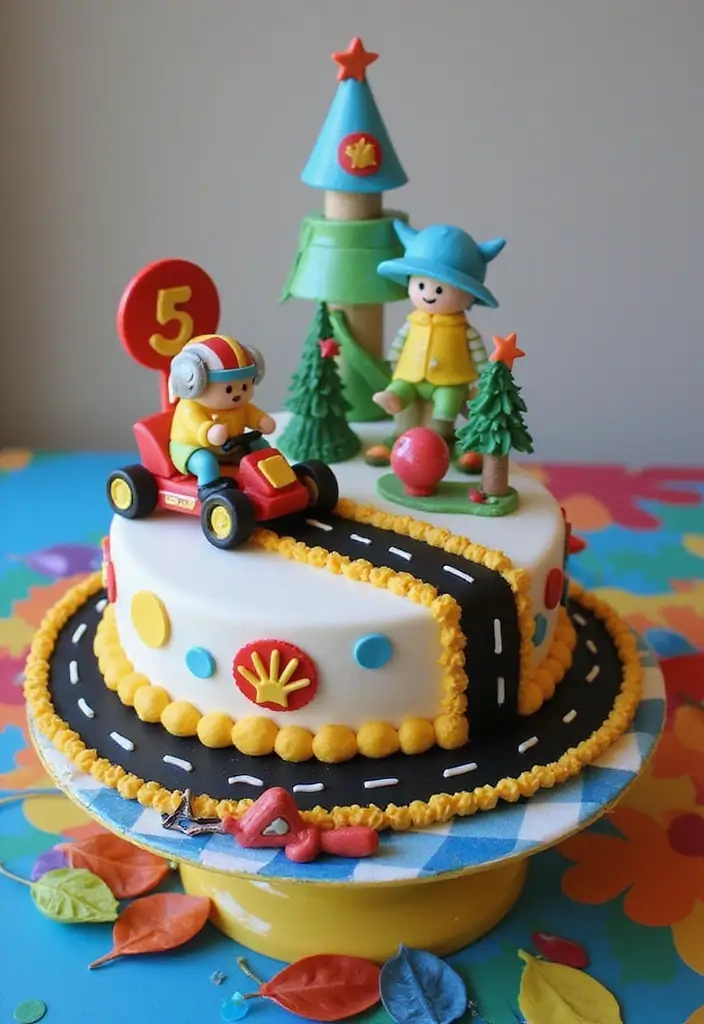 29 Race Car Birthday Cake Ideas That Thrill Any Fan - 22. Go-Kart Racing Cake