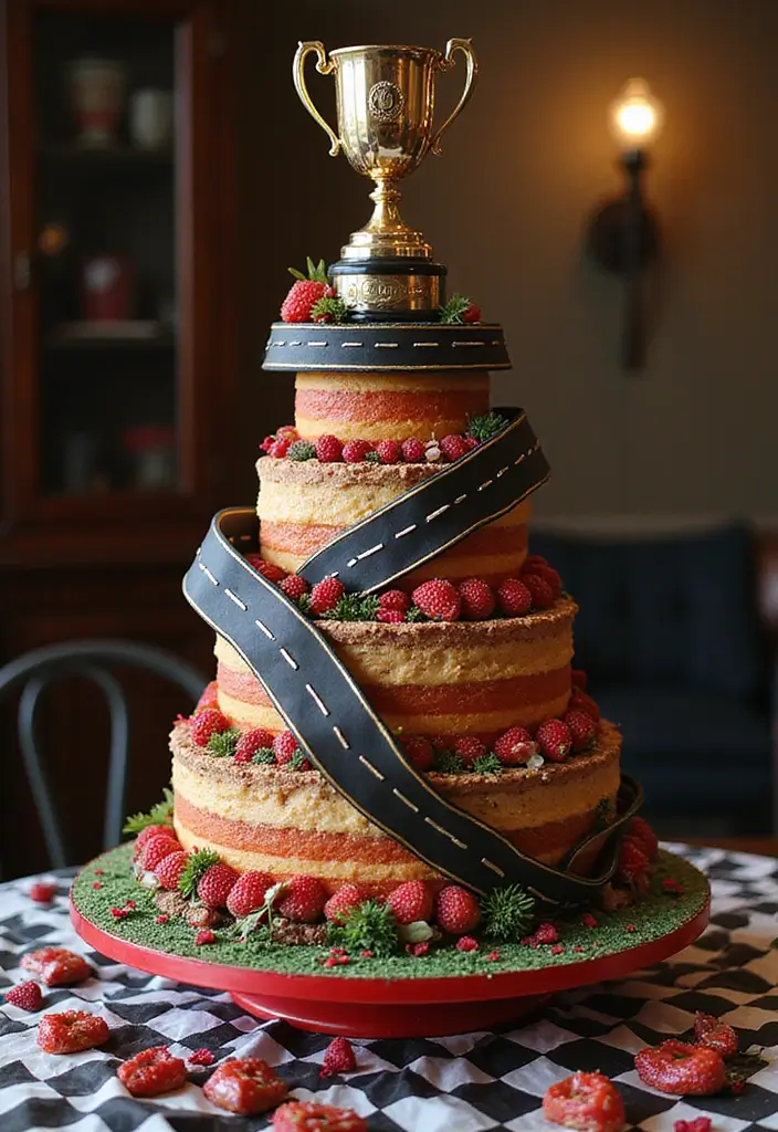 29 Race Car Birthday Cake Ideas That Thrill Any Fan - 29. Grand Prix Celebration Cake