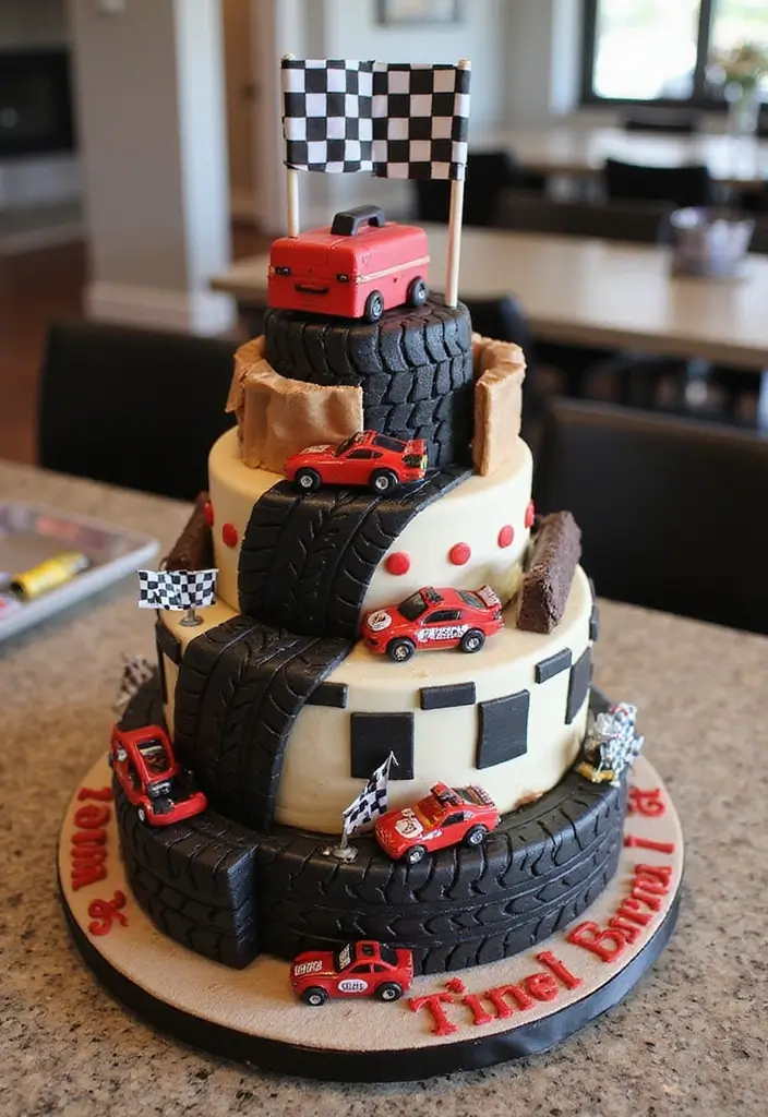 29 Race Car Birthday Cake Ideas That Thrill Any Fan - 6. Pit Stop Party Cake