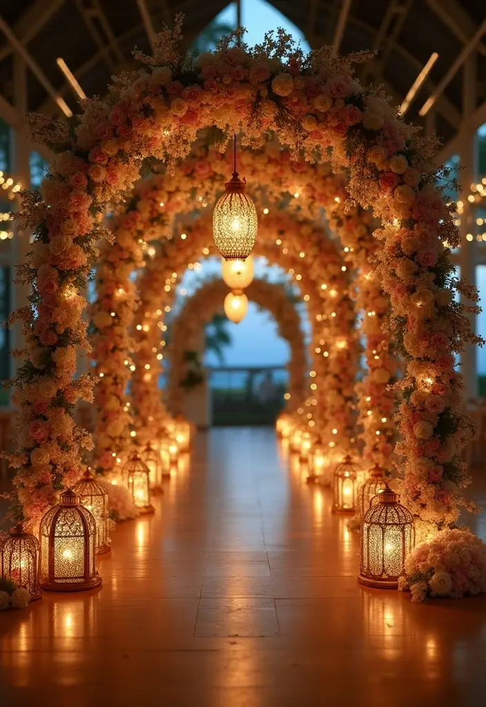 29 Wedding Arch Ideas Indoor Style That Stands Out - 12. Lantern-lit Glamour