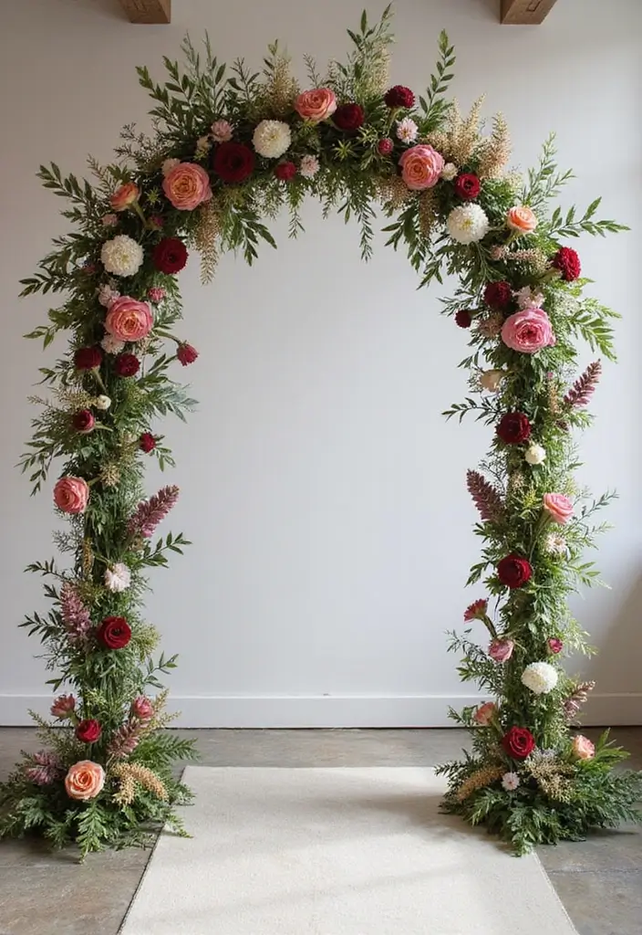 29 Wedding Arch Ideas Indoor Style That Stands Out - 15. Artful Floral Installation