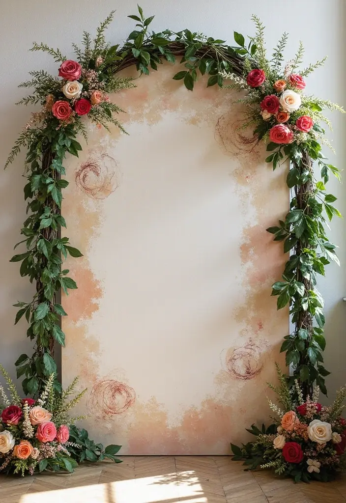 29 Wedding Arch Ideas Indoor Style That Stands Out - 16. Artistic Canvas Backdrop