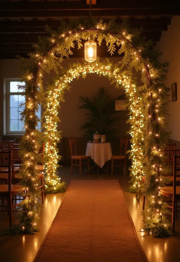 29 Wedding Arch Ideas Indoor Style That Stands Out - 17. Whimsical Fairy Lights