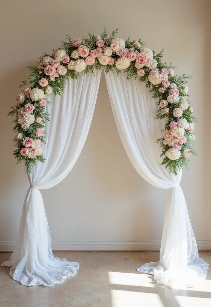 29 Wedding Arch Ideas Indoor Style That Stands Out - 21. Vintage Lace Elegance