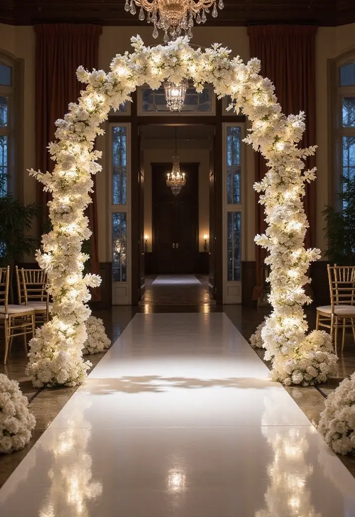 29 Wedding Arch Ideas Indoor Style That Stands Out - 28. Reflective Finish