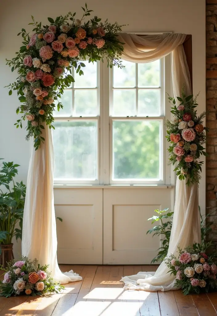 29 Wedding Arch Ideas Indoor Style That Stands Out - 29. Upcycled Treasure