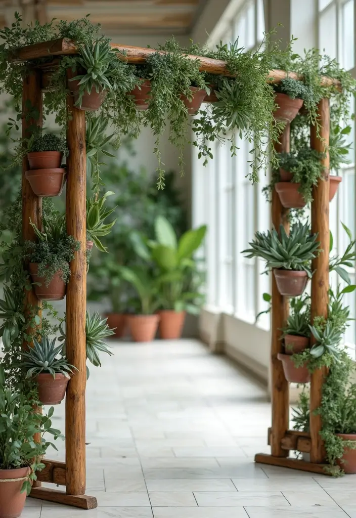 29 Wedding Arch Ideas Indoor Style That Stands Out - 4. Sustainable Succulent Stands
