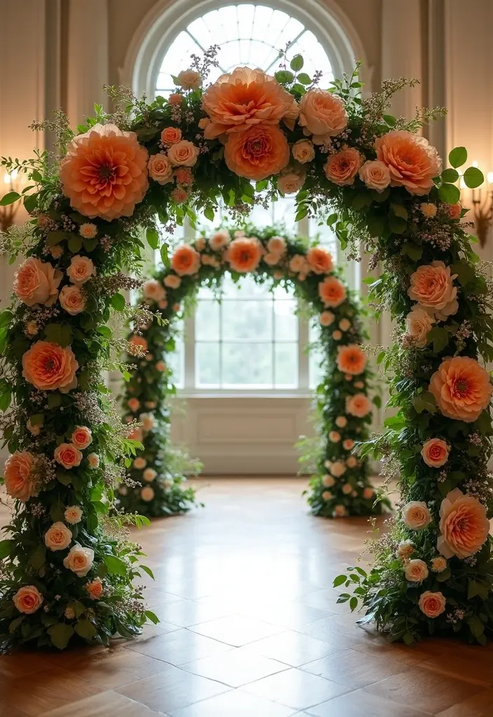 29 Wedding Arch Ideas Indoor Style That Stands Out - 5. Floral Fantasy