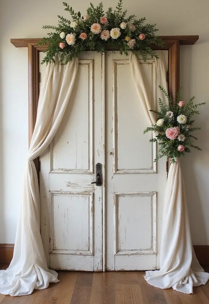 29 Wedding Arch Ideas Indoor Style That Stands Out - 9. Vintage Doors