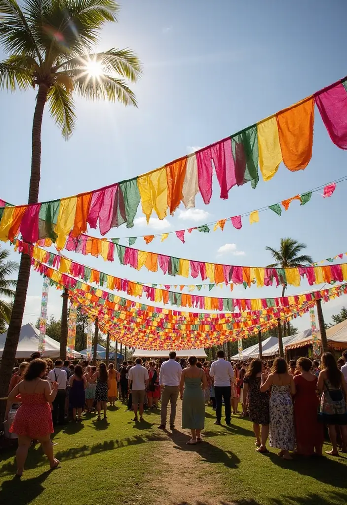 29 Wedding Banner Ideas That Add Festive Charm - 15. Festival-Inspired Flag Banner