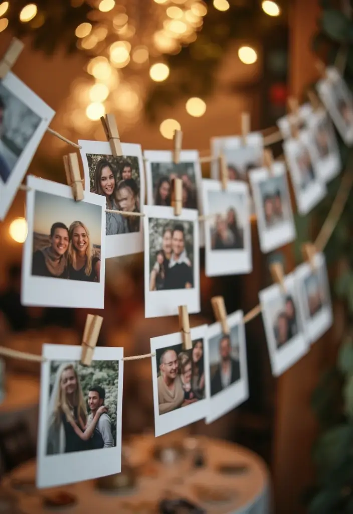 29 Wedding Banner Ideas That Add Festive Charm - 16. Polaroid Photo Banner