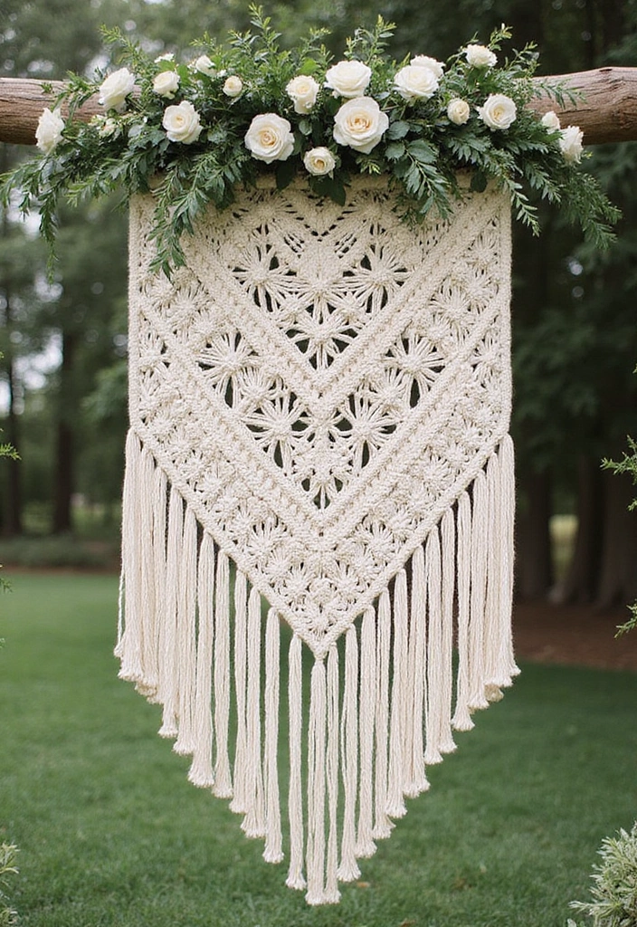 29 Wedding Banner Ideas That Add Festive Charm - 21. Macrame Banner