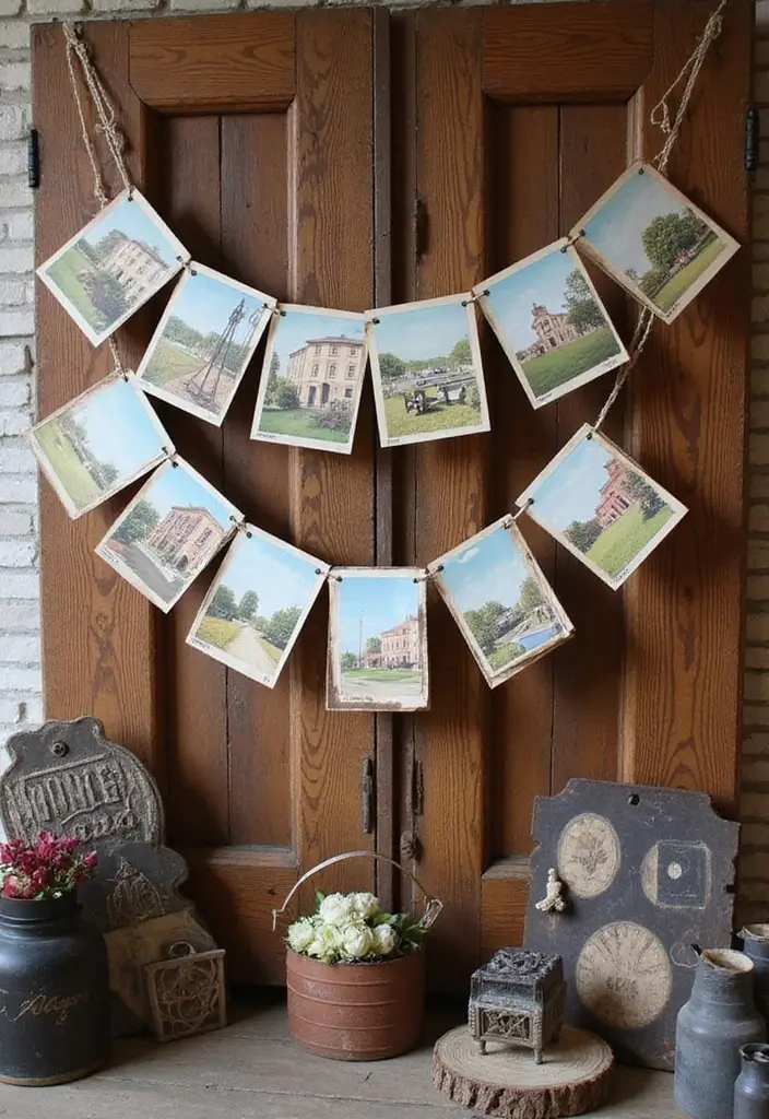 29 Wedding Banner Ideas That Add Festive Charm - 22. Vintage Postcard Banner