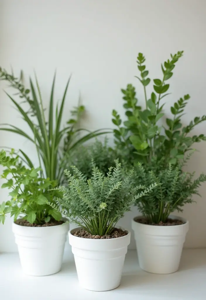 29 White Wedding Ideas That Feel Timeless - 25. White Potted Plants as Decor