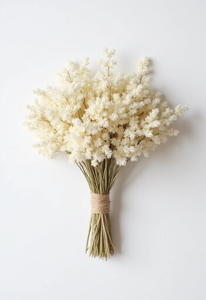 29 White Wedding Ideas That Feel Timeless - 7. White Dried Flower Bouquets
