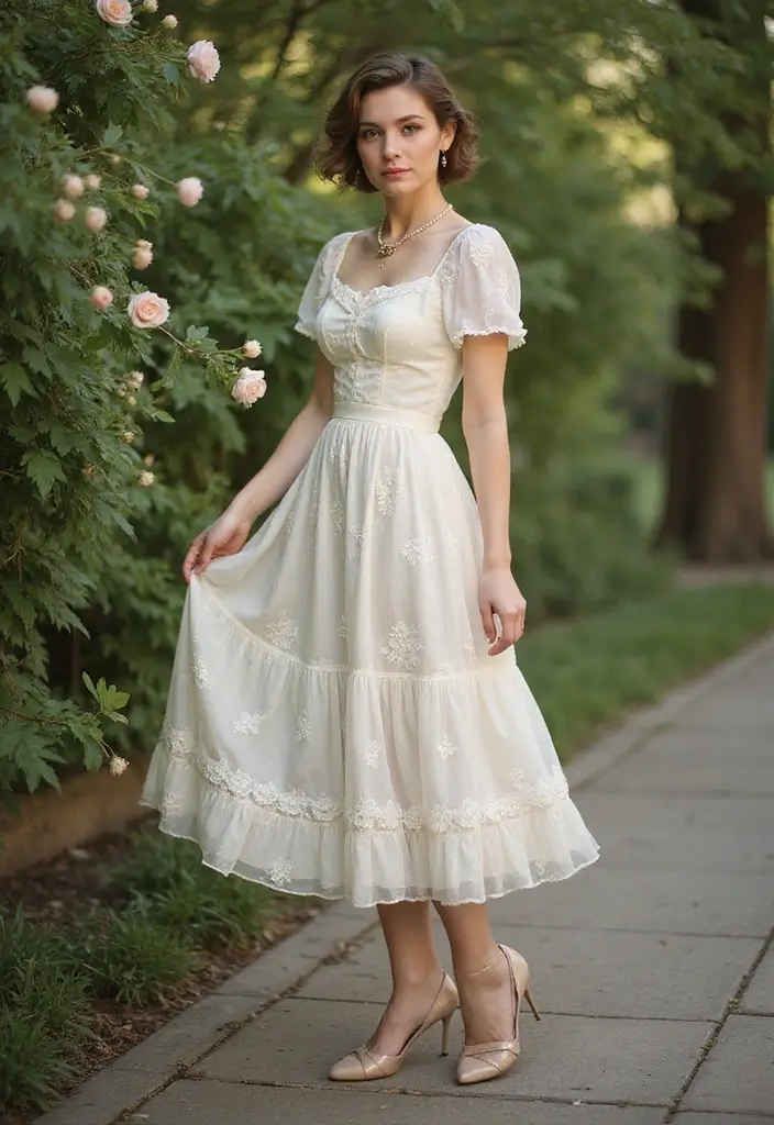 27 Engagement Dress Ideas That Make You Shine - 24. Vintage Tea-Length Dress