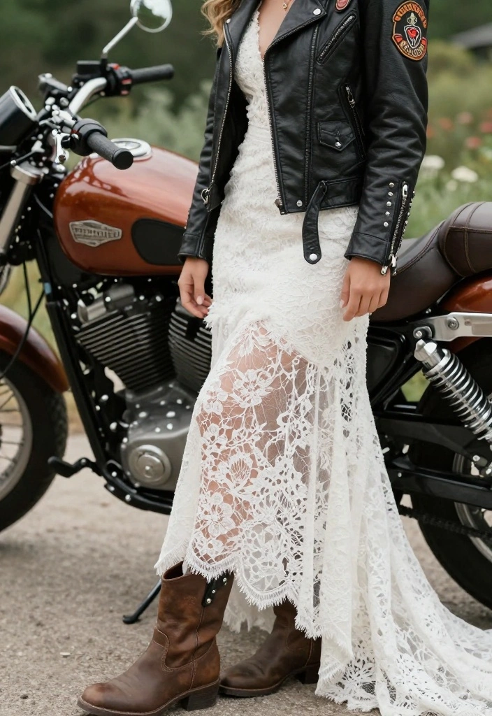 15 Motorcycle Wedding Ideas That Add Adventure To I Do - 1. Biker Wedding Attire 1