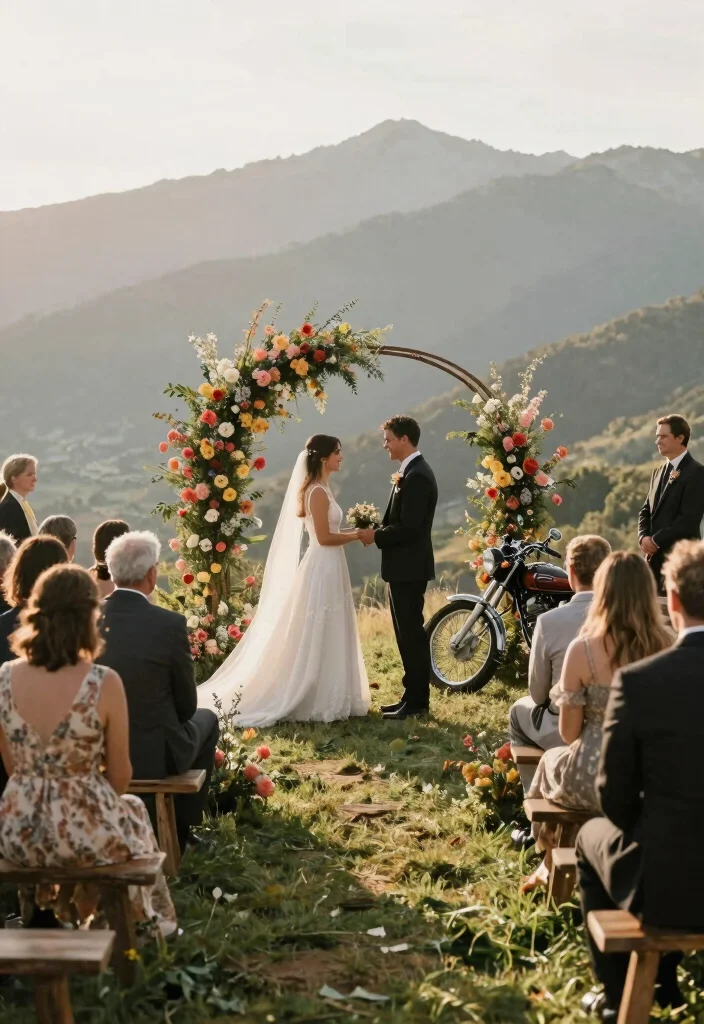 15 Motorcycle Wedding Ideas That Add Adventure To I Do - 10. Scenic Wedding Ceremony 1