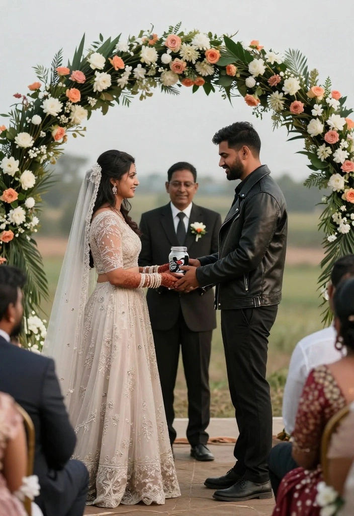 15 Motorcycle Wedding Ideas That Add Adventure To I Do - 13. Biker-Inspired Ceremonial Elements 1