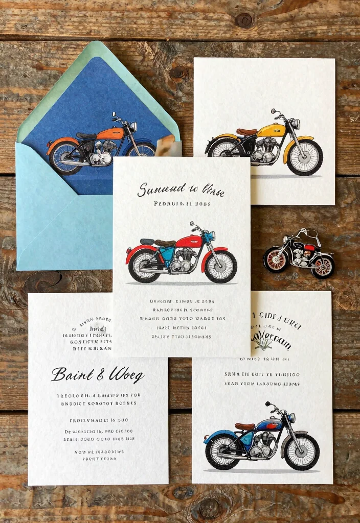 15 Motorcycle Wedding Ideas That Add Adventure To I Do - 2. Themed Motorcycle Invitations 1