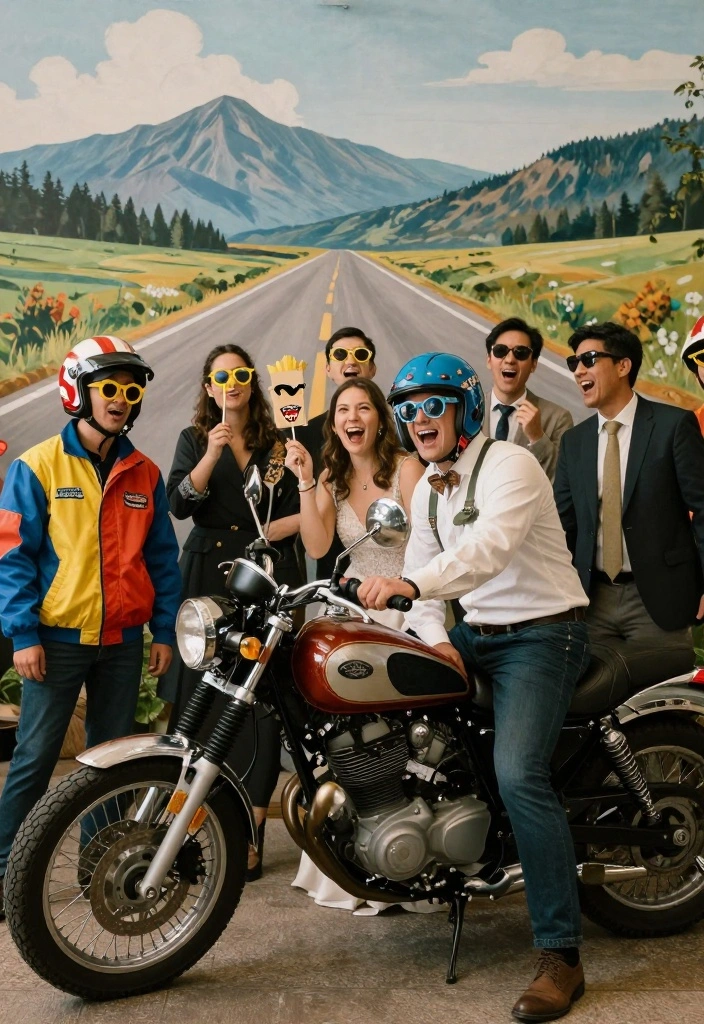 15 Motorcycle Wedding Ideas That Add Adventure To I Do - 6. Adventure Photo Booth 1