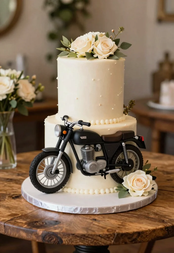 15 Motorcycle Wedding Ideas That Add Adventure To I Do - 7. Unique Cake Designs 1