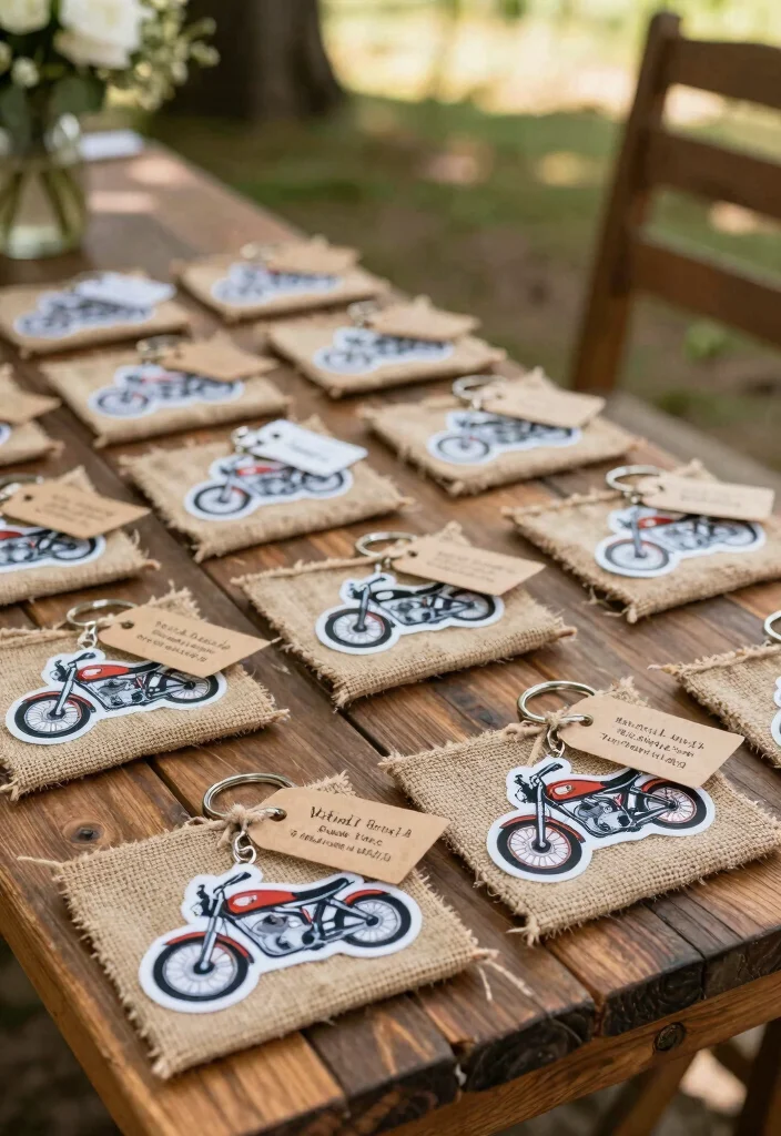 15 Motorcycle Wedding Ideas That Add Adventure To I Do - 8. Personalized Motorcycle Wedding Favors 1