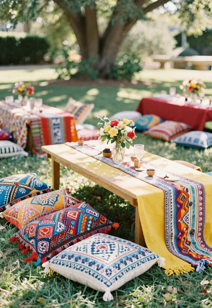16 Wedding Decor Ideas Outdoor And Dreamy - 11. Colorful Textile Details 1