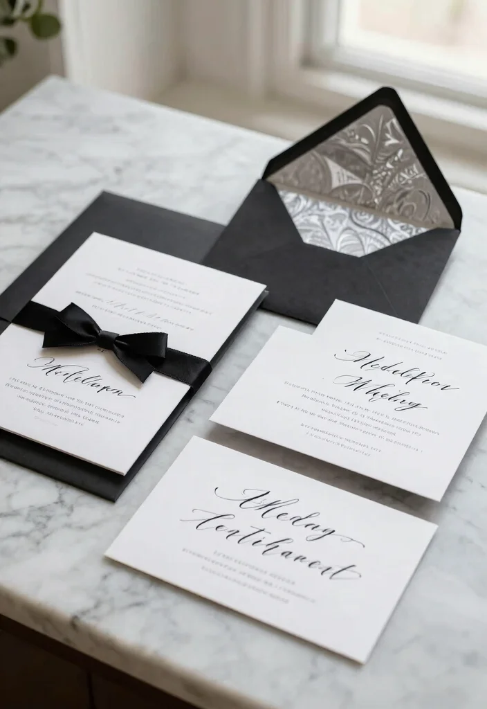 17 Black And White Wedding Ideas That Feel Modern - 1. Monochrome Invitations 1