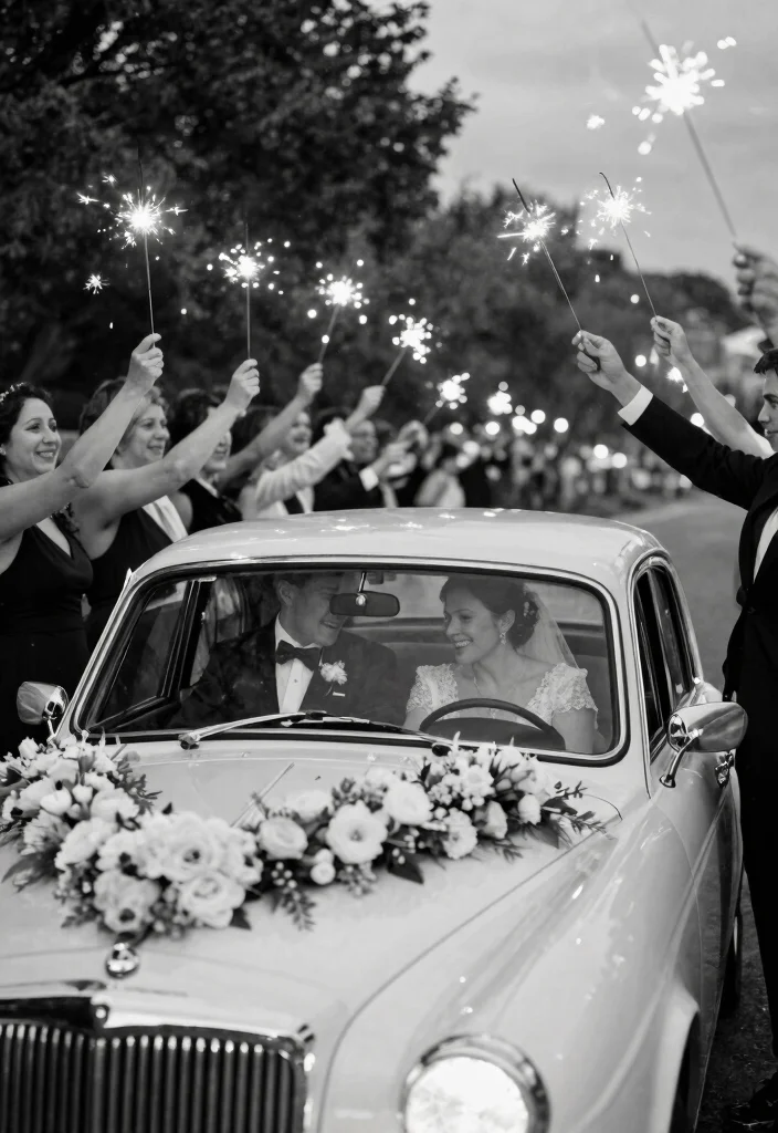 17 Black And White Wedding Ideas That Feel Modern - 16. Stylish Send-Off 1