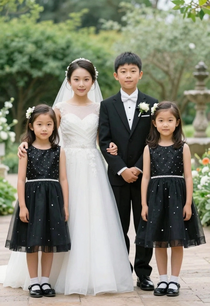 17 Black And White Wedding Ideas That Feel Modern - 8. Striking Flower Girls and Ring Bearers 1